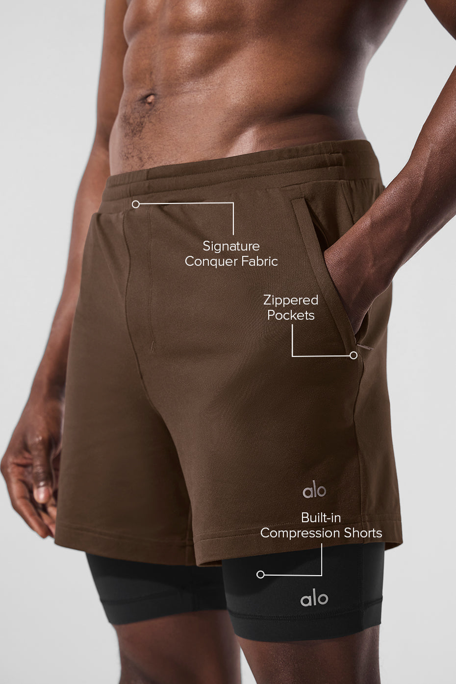 Conquer React 2-In-1 Performance Short - Espresso/Black — photo 2