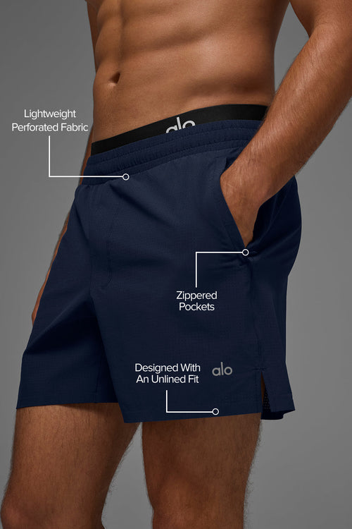 5" Traction Running Short - Navy — photo 2