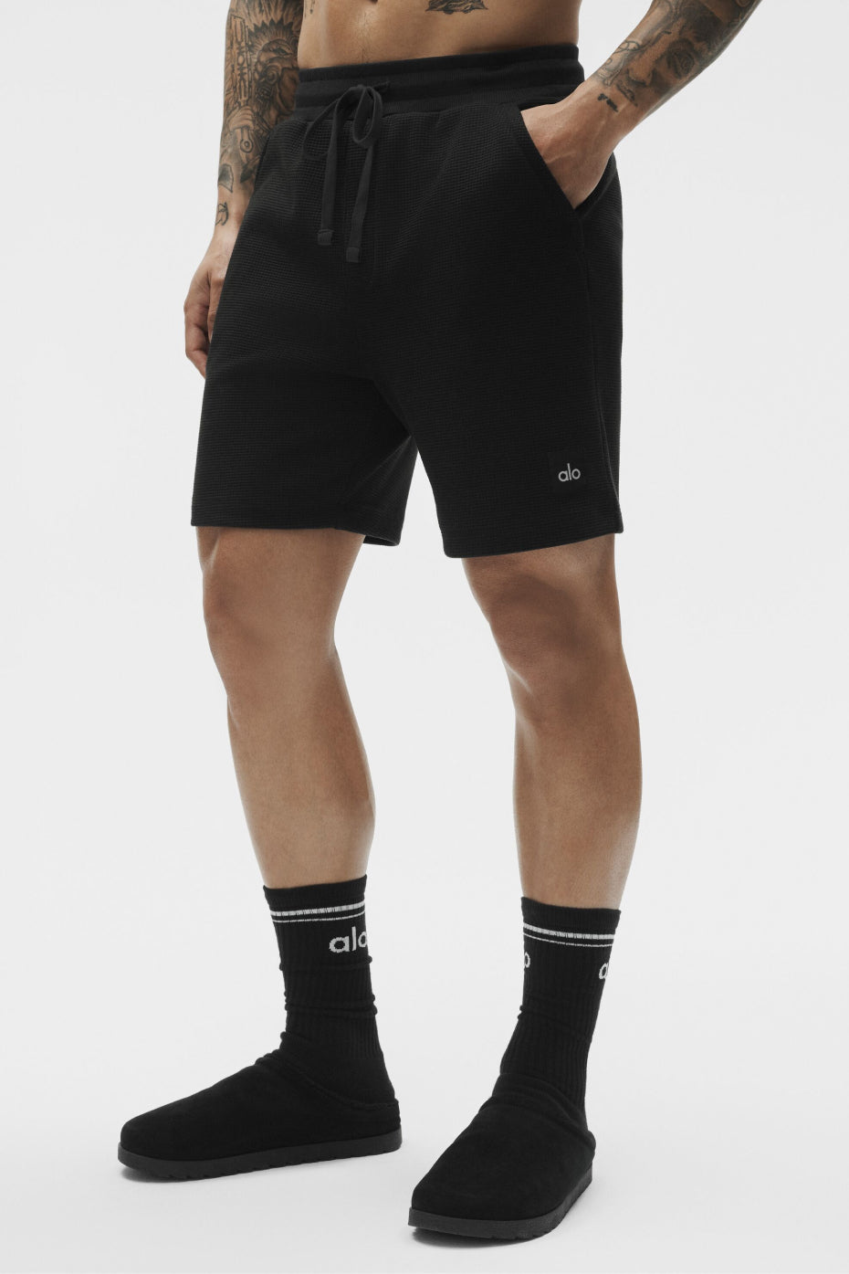 7" Waffle Lounge Short - Black — photo 3