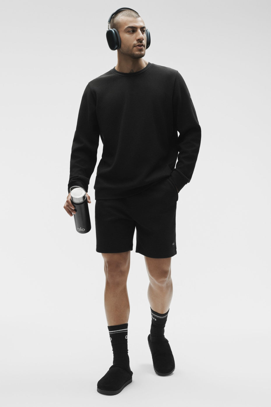 7" Waffle Lounge Short - Black — photo 5