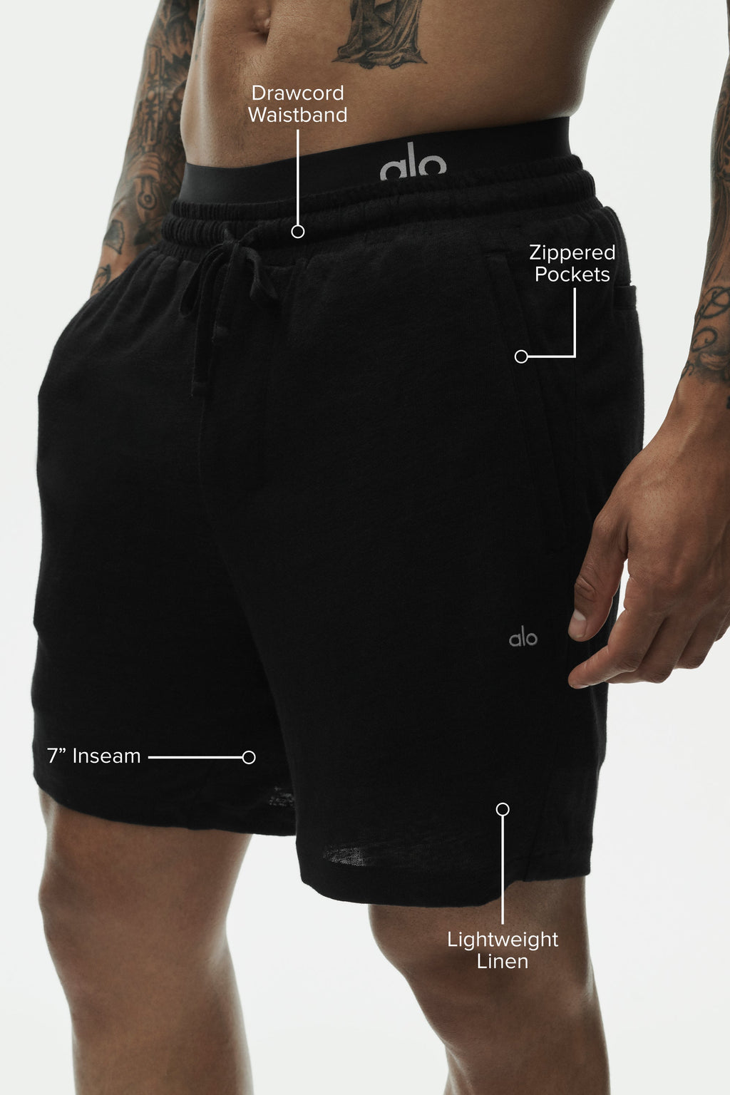 7" Linen Jersey Coastal Short - Black — photo 2