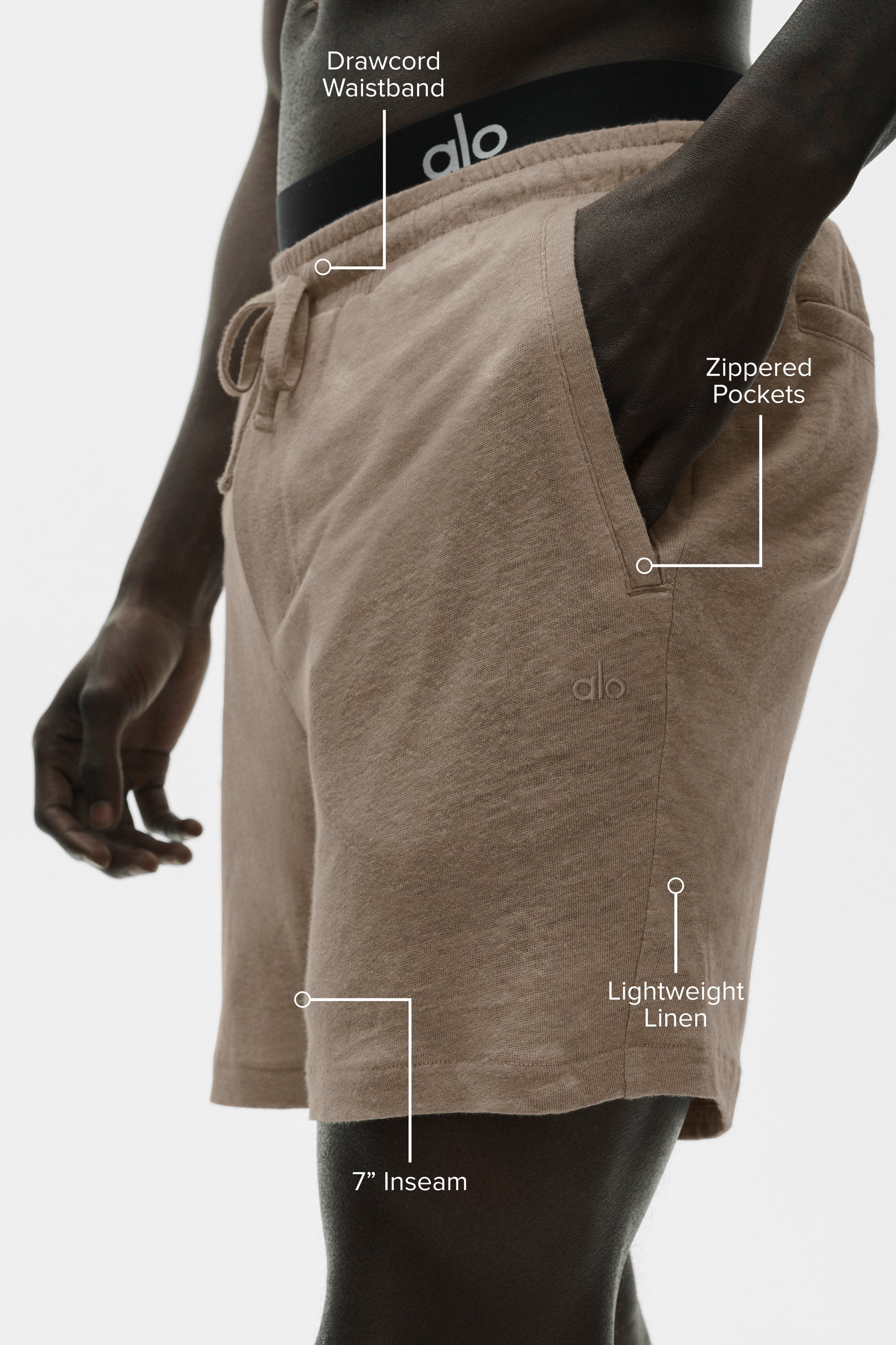 7" Linen Jersey Coastal Short - Gravel — photo 2