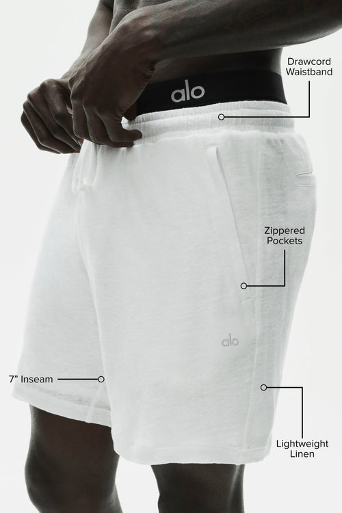 7" Linen Jersey Coastal Short - White — photo 2