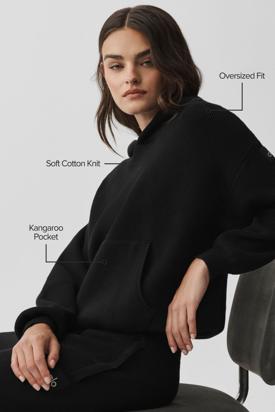 Scholar Hooded Sweater - Black — photo 2