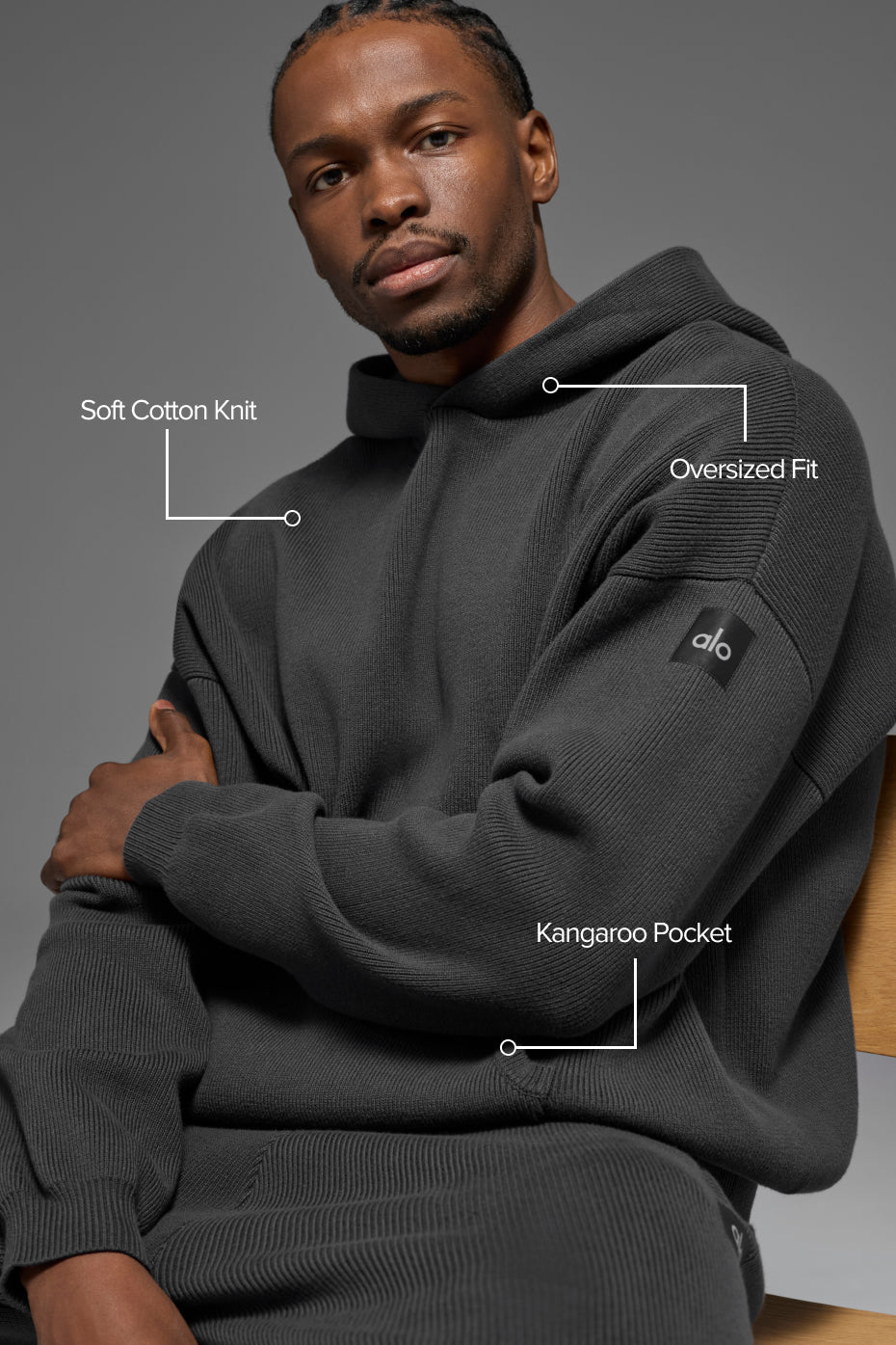 Scholar Hooded Sweater - Anthracite — photo 2