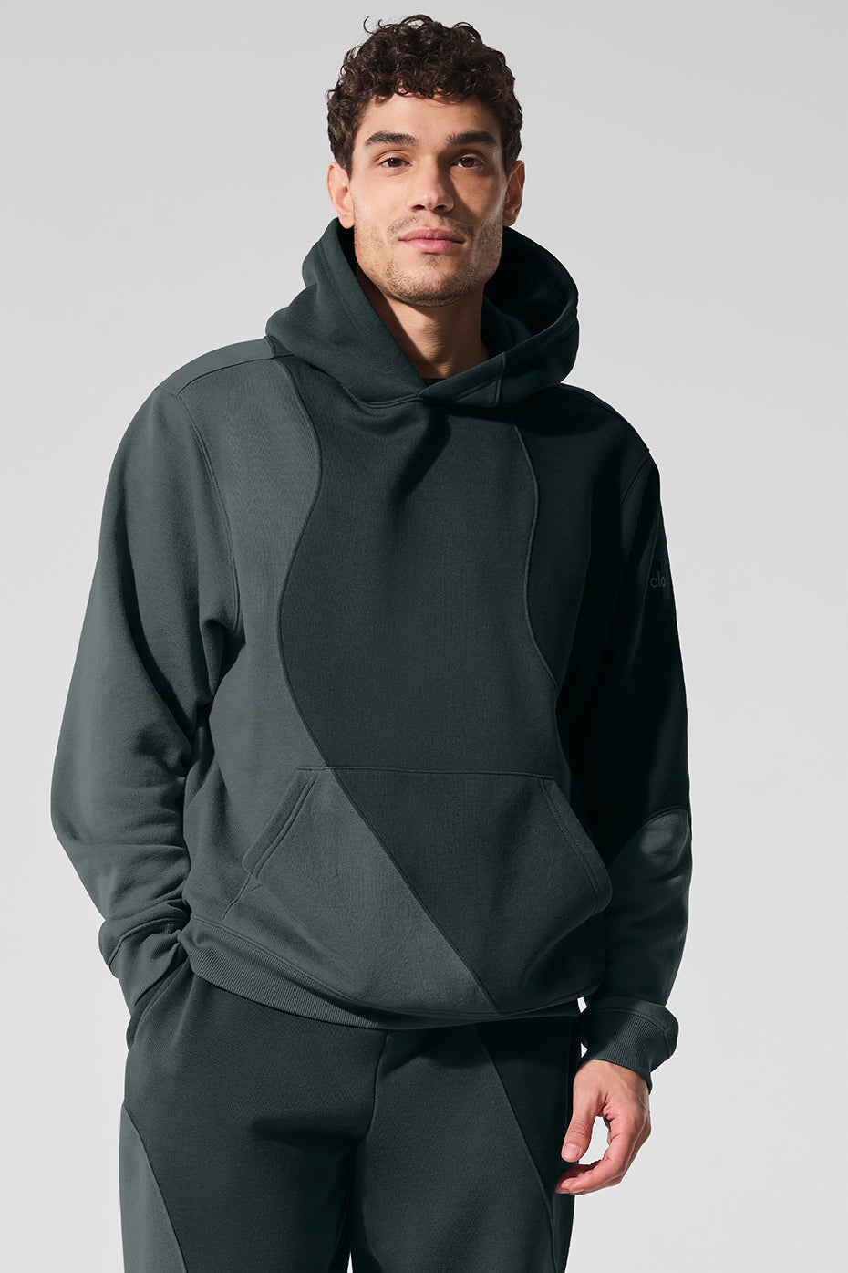Make Waves Hoodie - Charcoal Green Tonal — photo 1