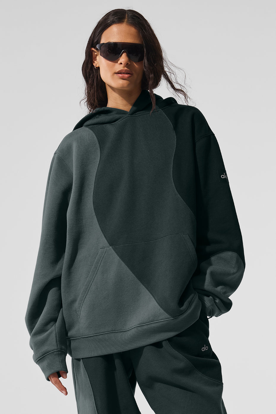 Make Waves Hoodie - Charcoal Green Tonal — photo 1