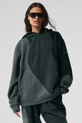 Make Waves Hoodie - Charcoal Green Tonal — photo 1