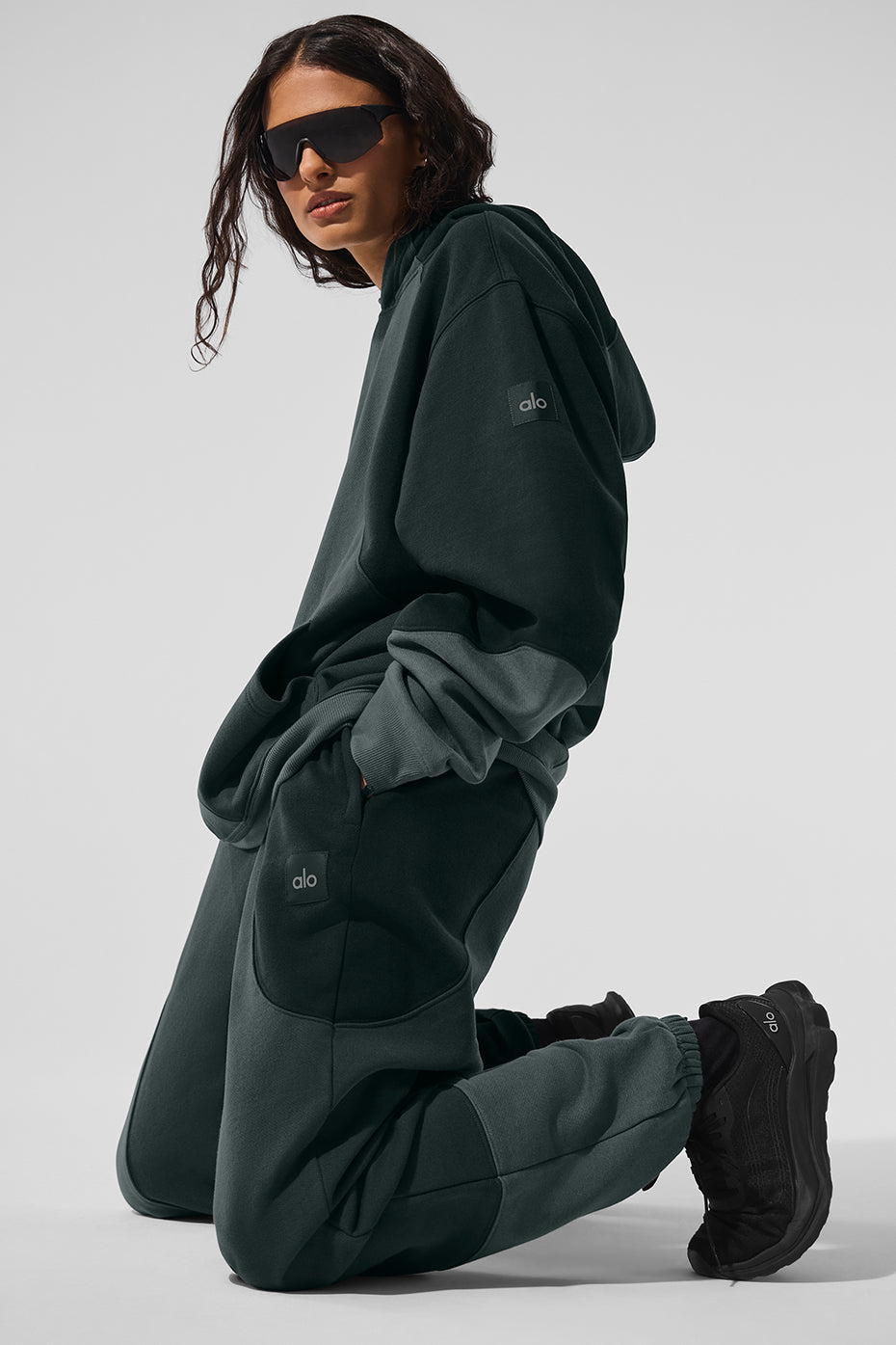 Make Waves Hoodie - Charcoal Green Tonal — photo 4