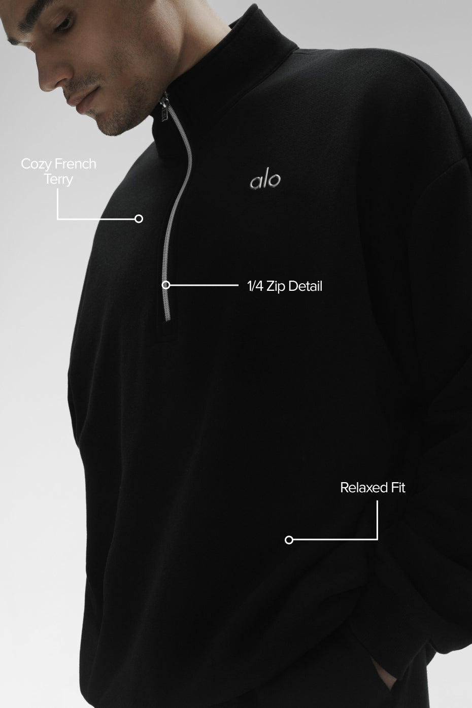 Accolade 1/4 Zip Pullover - Black — photo 2
