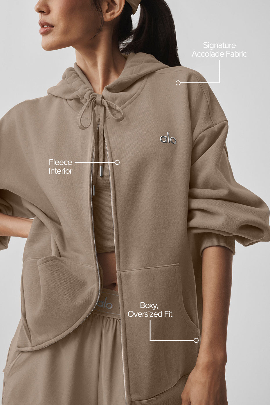 Accolade Full Zip Hoodie - Gravel — photo 2