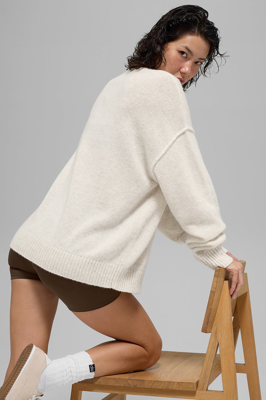 Unisex Wool Cashmere New Class Crewneck Sweater - Bone Heather — photo 3