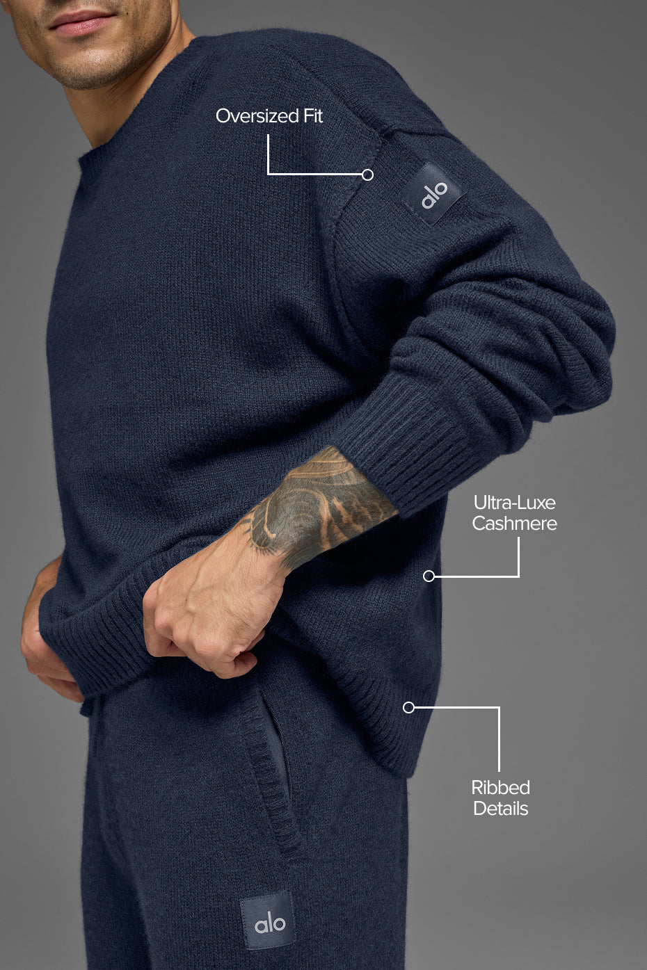 Unisex Wool Cashmere New Class Crewneck Sweater - Navy — photo 2