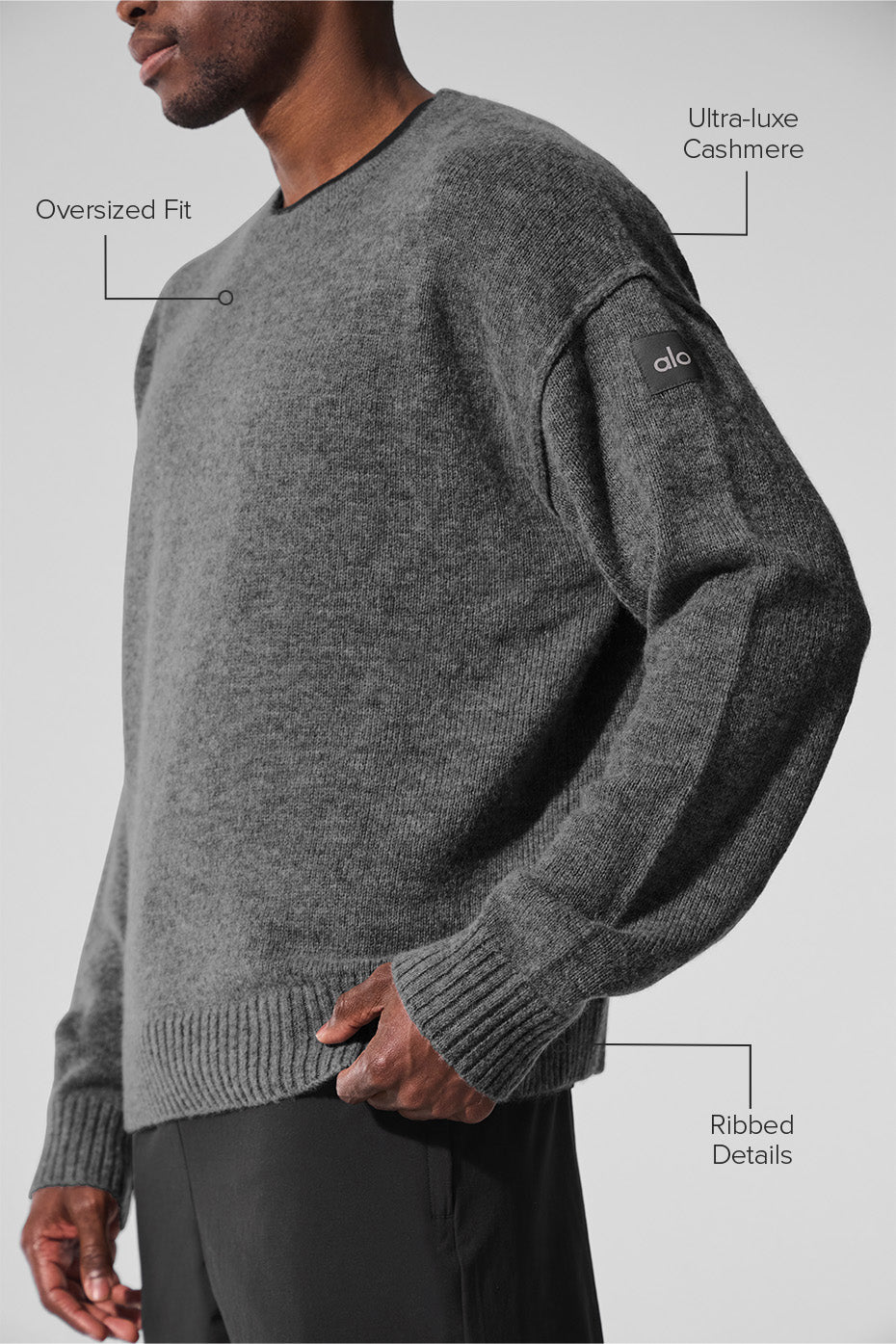 Unisex Wool Cashmere New Class Crewneck Sweater - Platinum Grey — photo 2