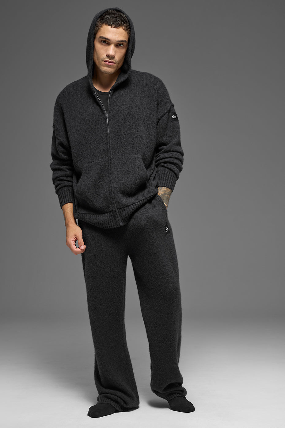 Wool Cashmere New Class Full Zip Hoodie - Black — photo 4