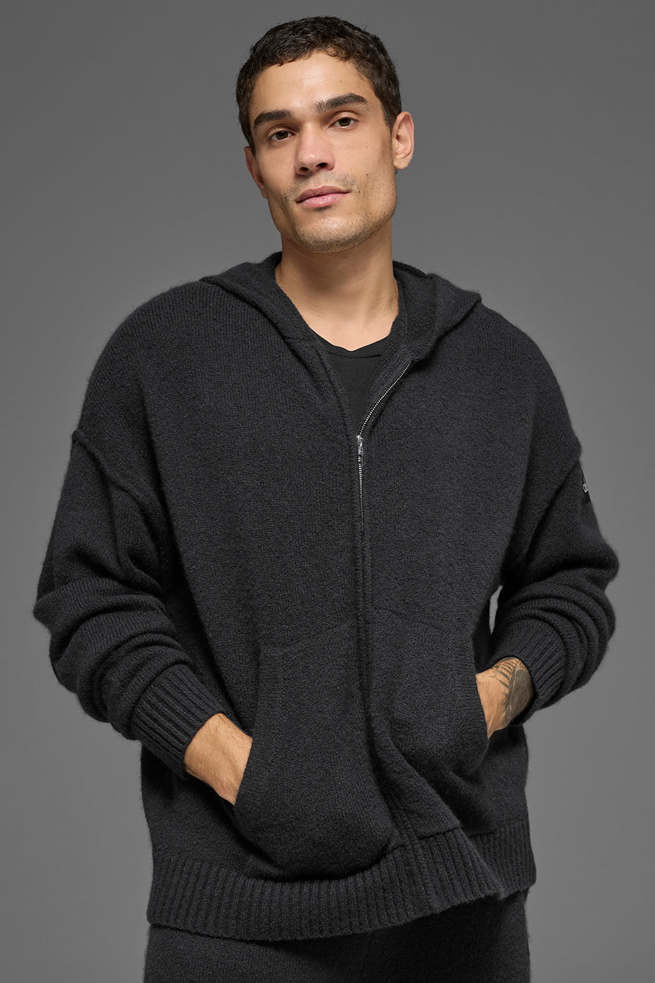 Wool Cashmere New Class Full Zip Hoodie - Black — photo 1