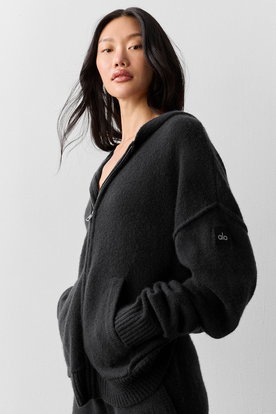 Wool Cashmere New Class Full Zip Hoodie - Black — photo 2