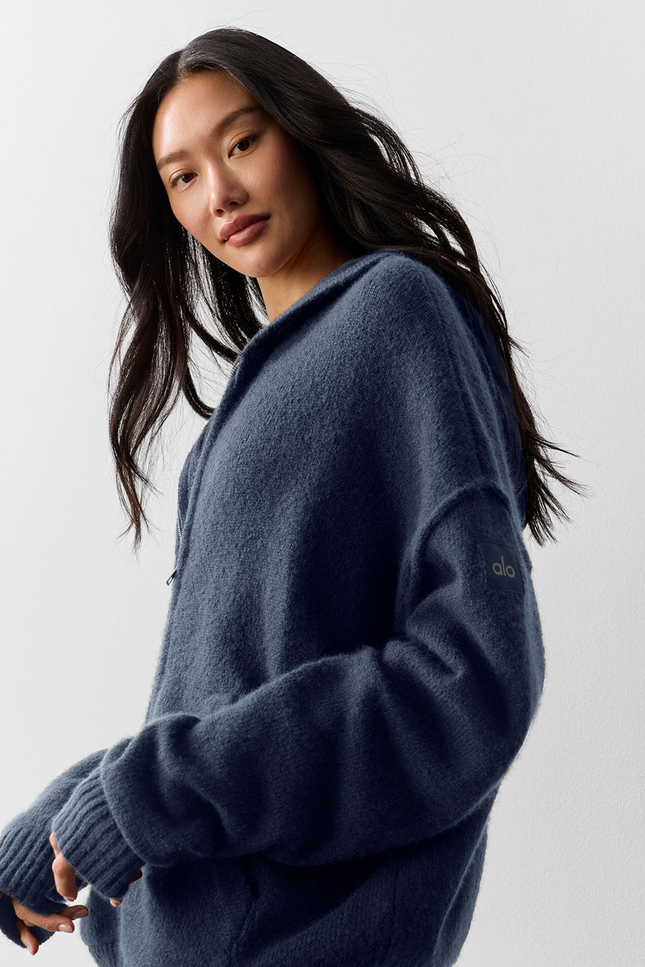 Wool Cashmere New Class Full Zip Hoodie - Navy — photo 4