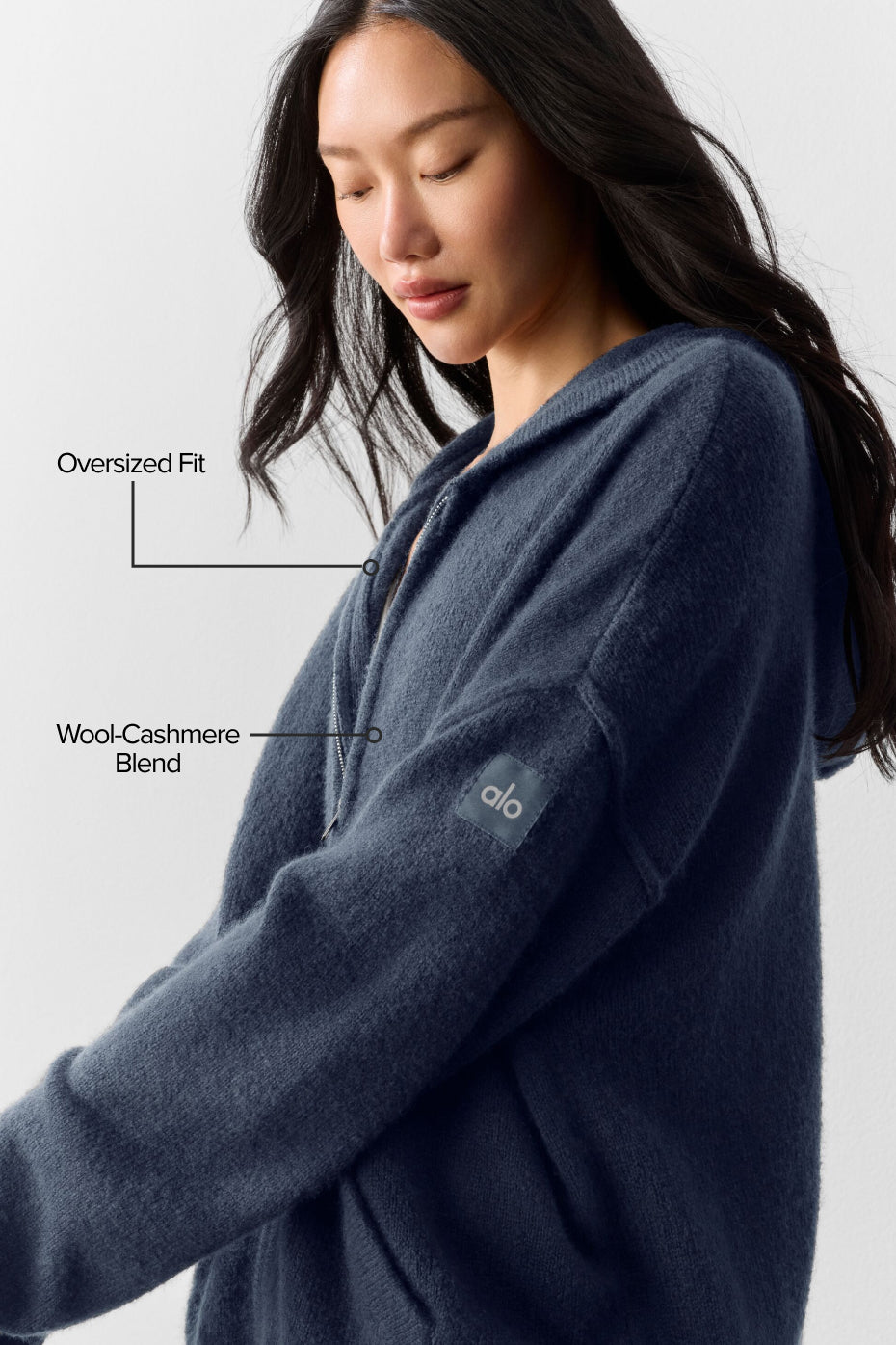 Wool Cashmere New Class Full Zip Hoodie - Navy — photo 2