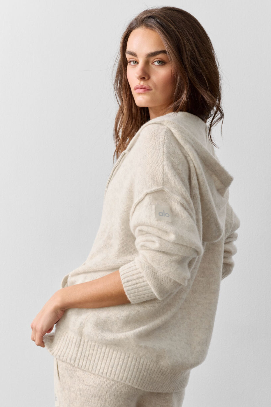 Wool Cashmere New Class Full Zip Hoodie - Oatmeal Heather — photo 4
