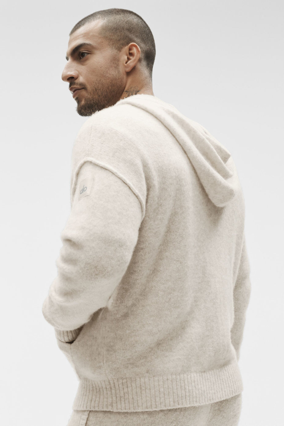 Wool Cashmere New Class Full Zip Hoodie - Oatmeal Heather — photo 4