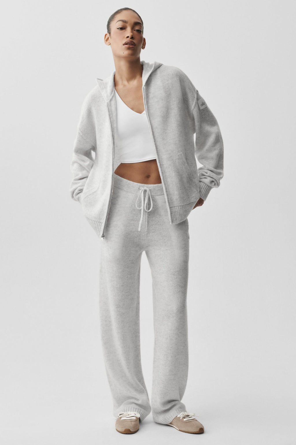 Wool Cashmere New Class Full Zip Hoodie - White Heather — photo 5