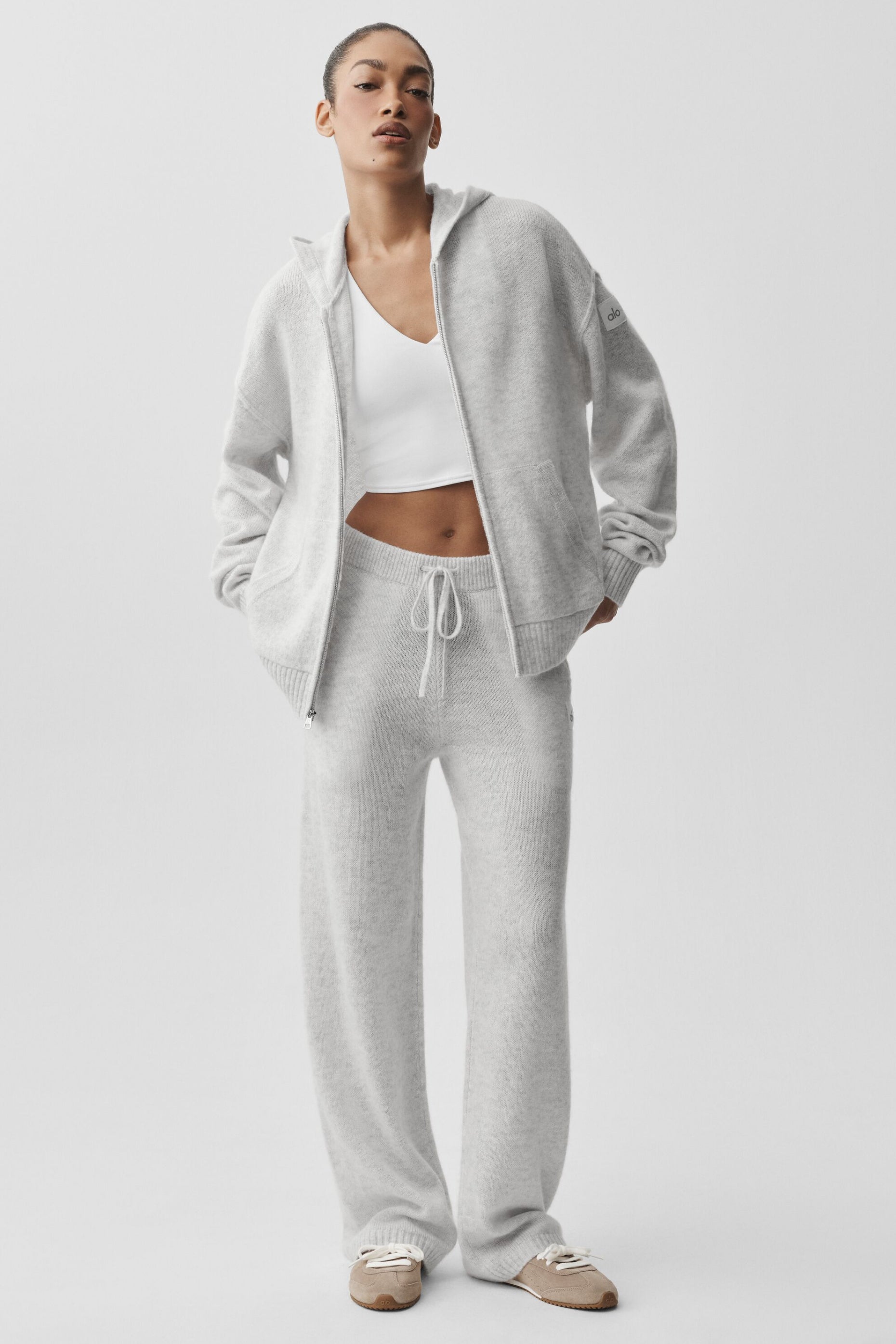 Wool Cashmere New Class Full Zip Hoodie - White Heather — photo 5