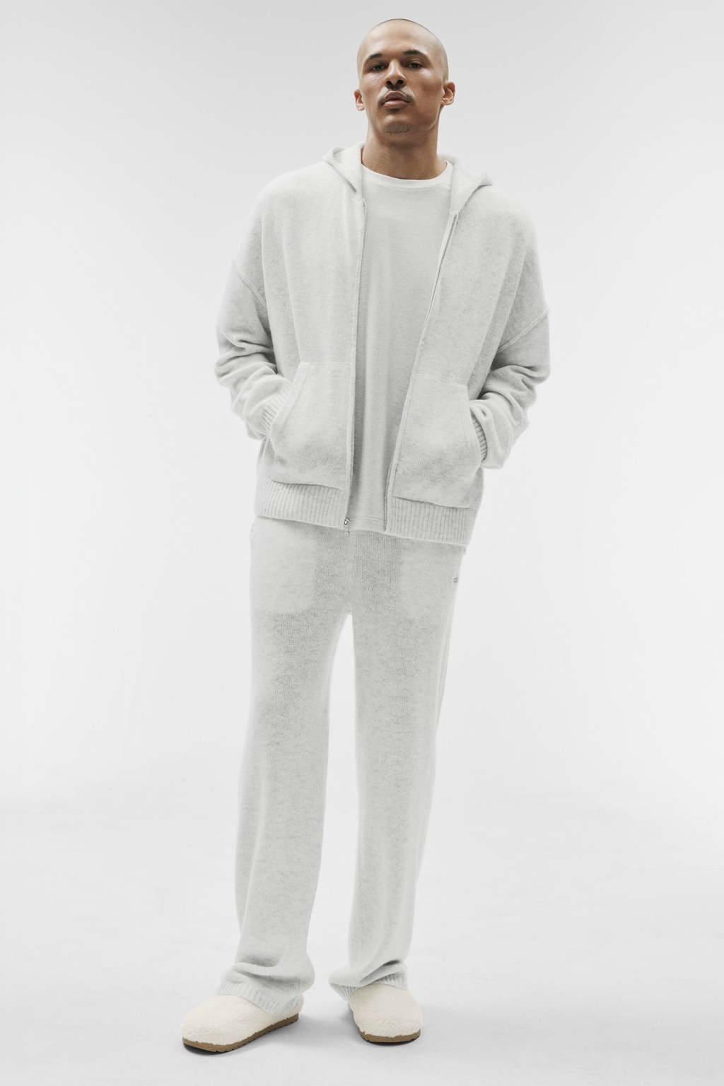 Wool Cashmere New Class Full Zip Hoodie - White Heather — photo 5