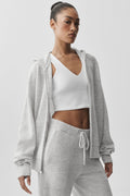 Wool Cashmere New Class Full Zip Hoodie - White Heather — photo 1
