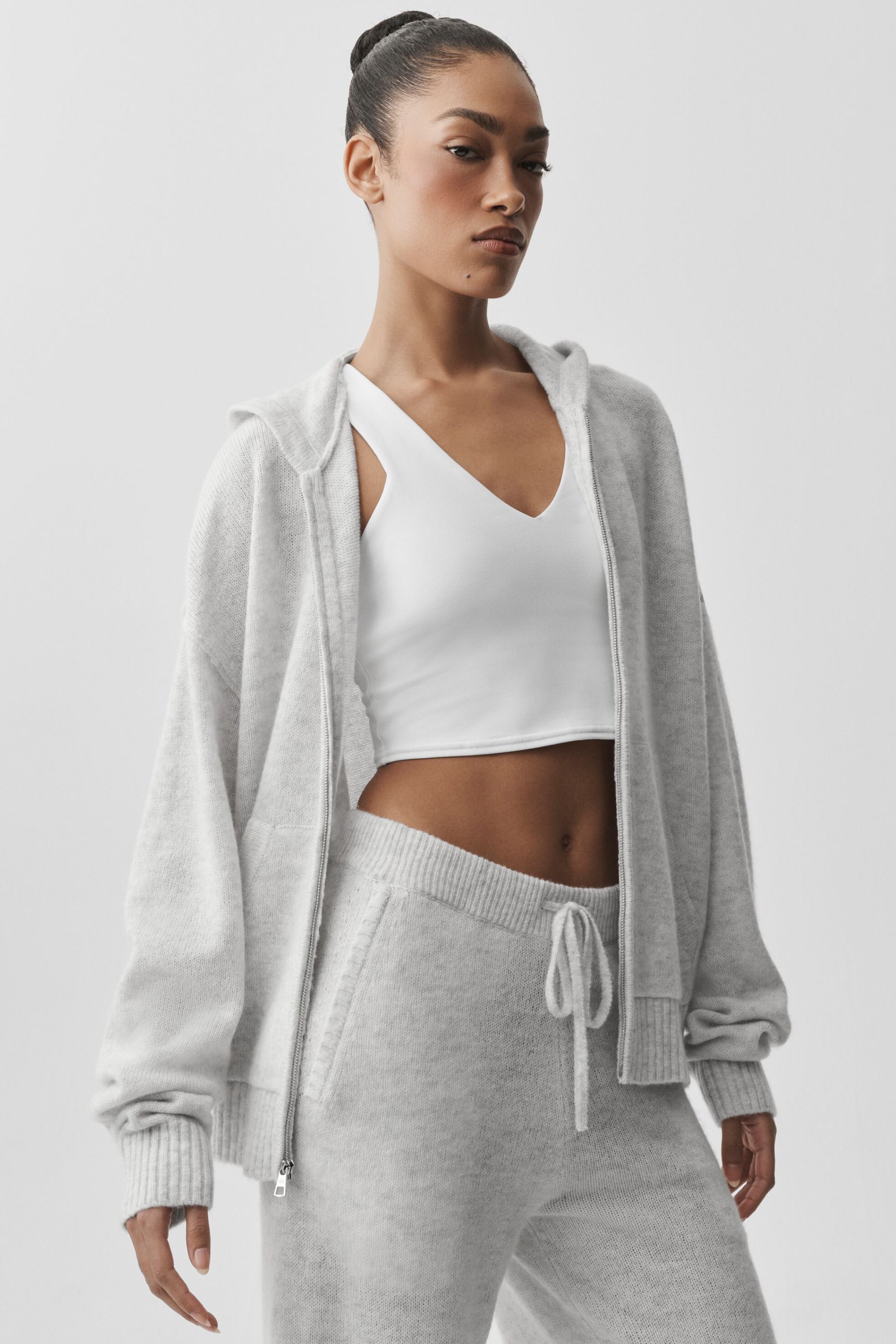 Wool Cashmere New Class Full Zip Hoodie - White Heather — photo 1