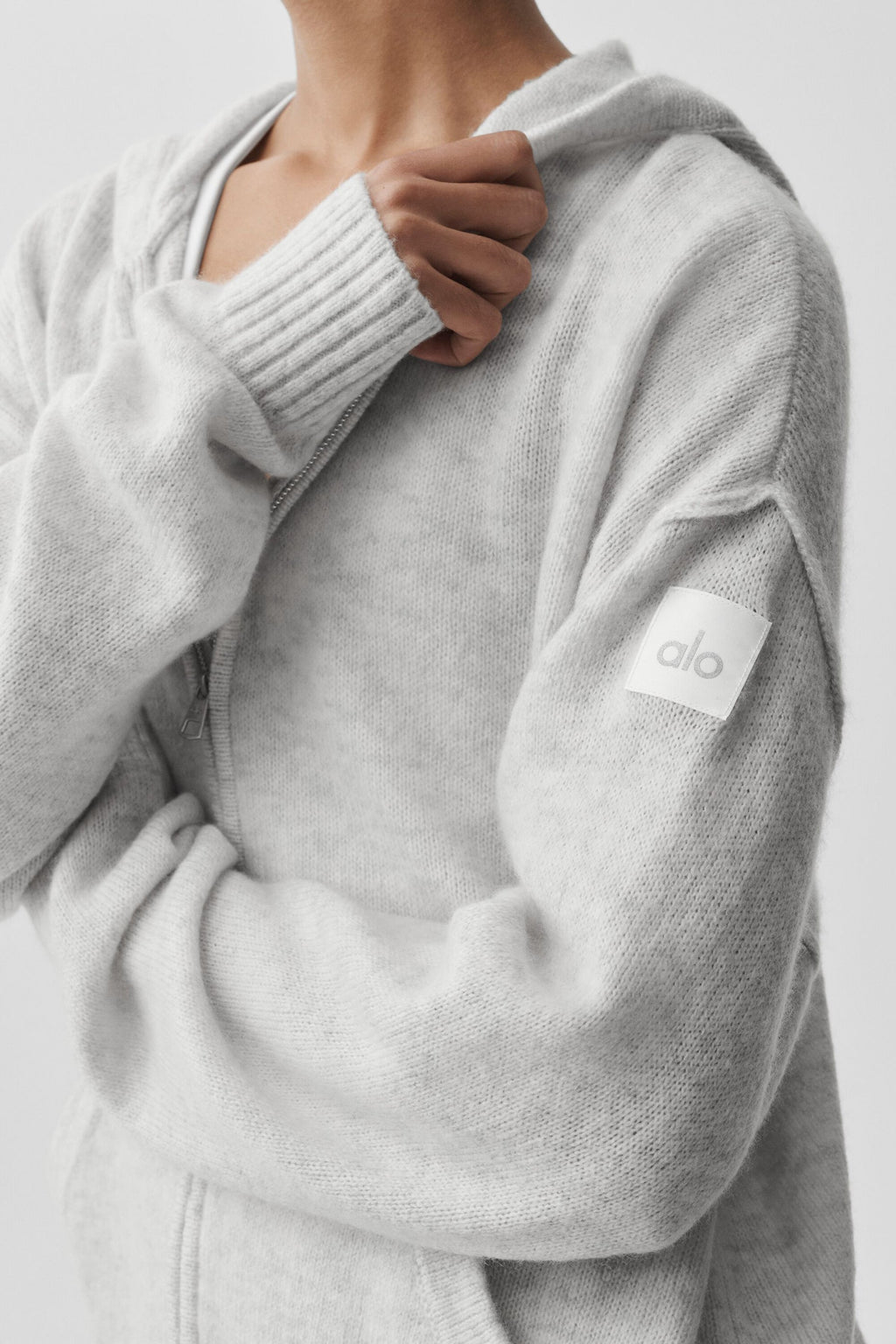 Wool Cashmere New Class Full Zip Hoodie - White Heather — photo 2
