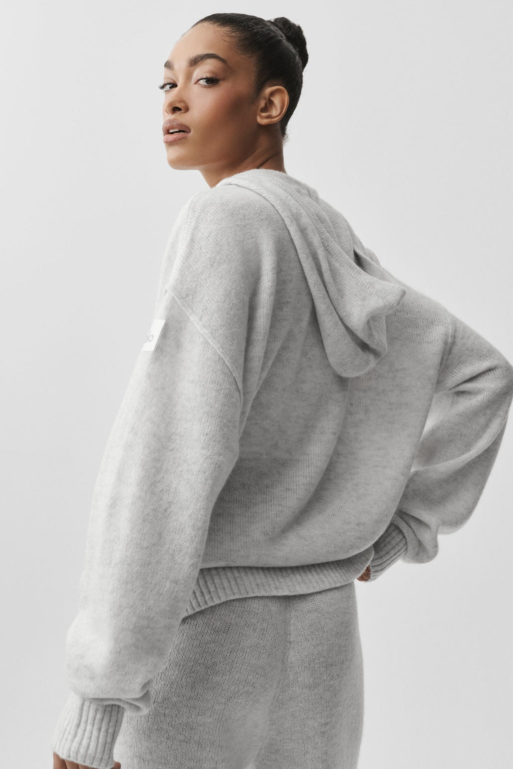 Wool Cashmere New Class Full Zip Hoodie - White Heather — photo 3