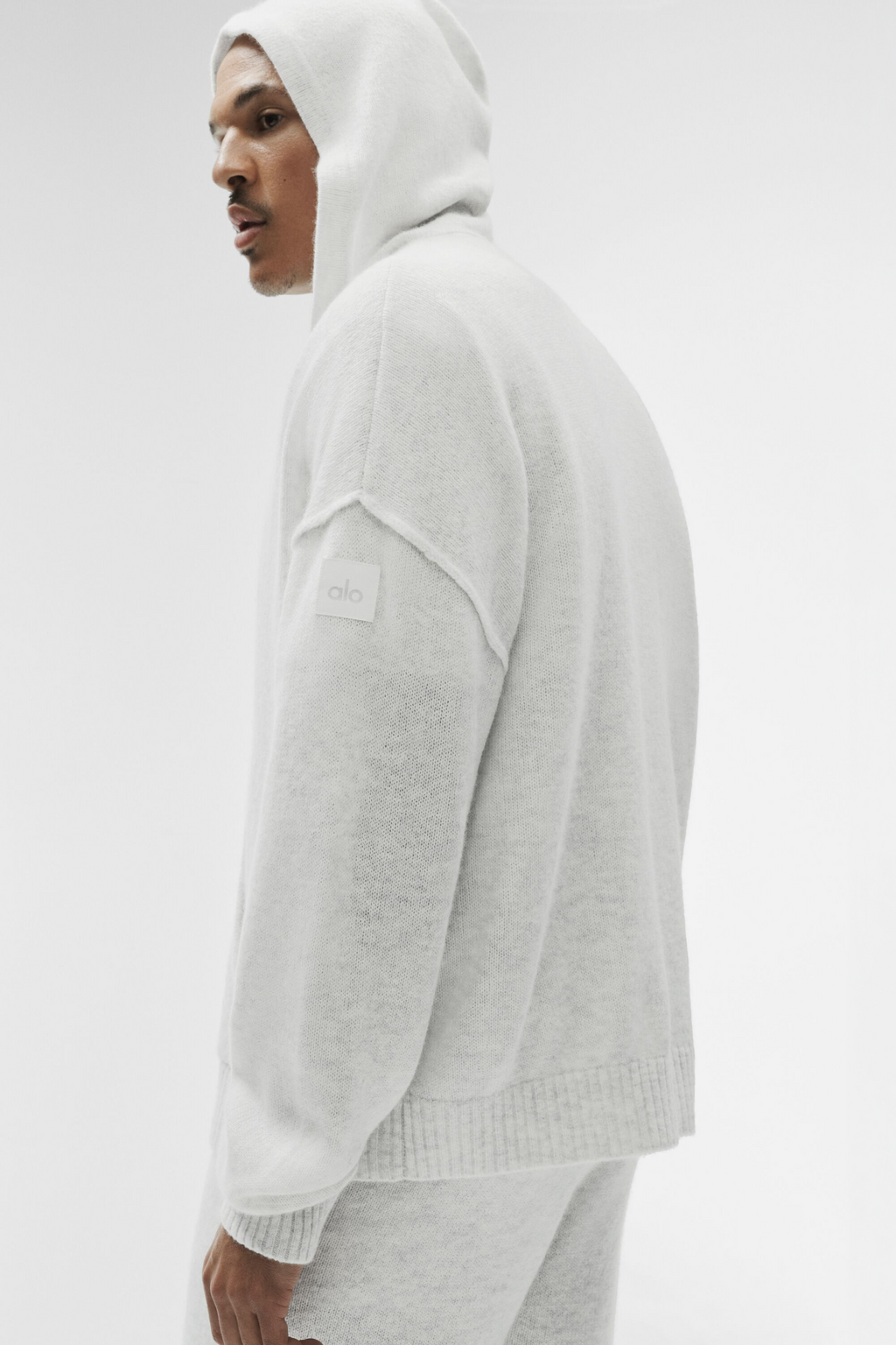Wool Cashmere New Class Full Zip Hoodie - White Heather — photo 2
