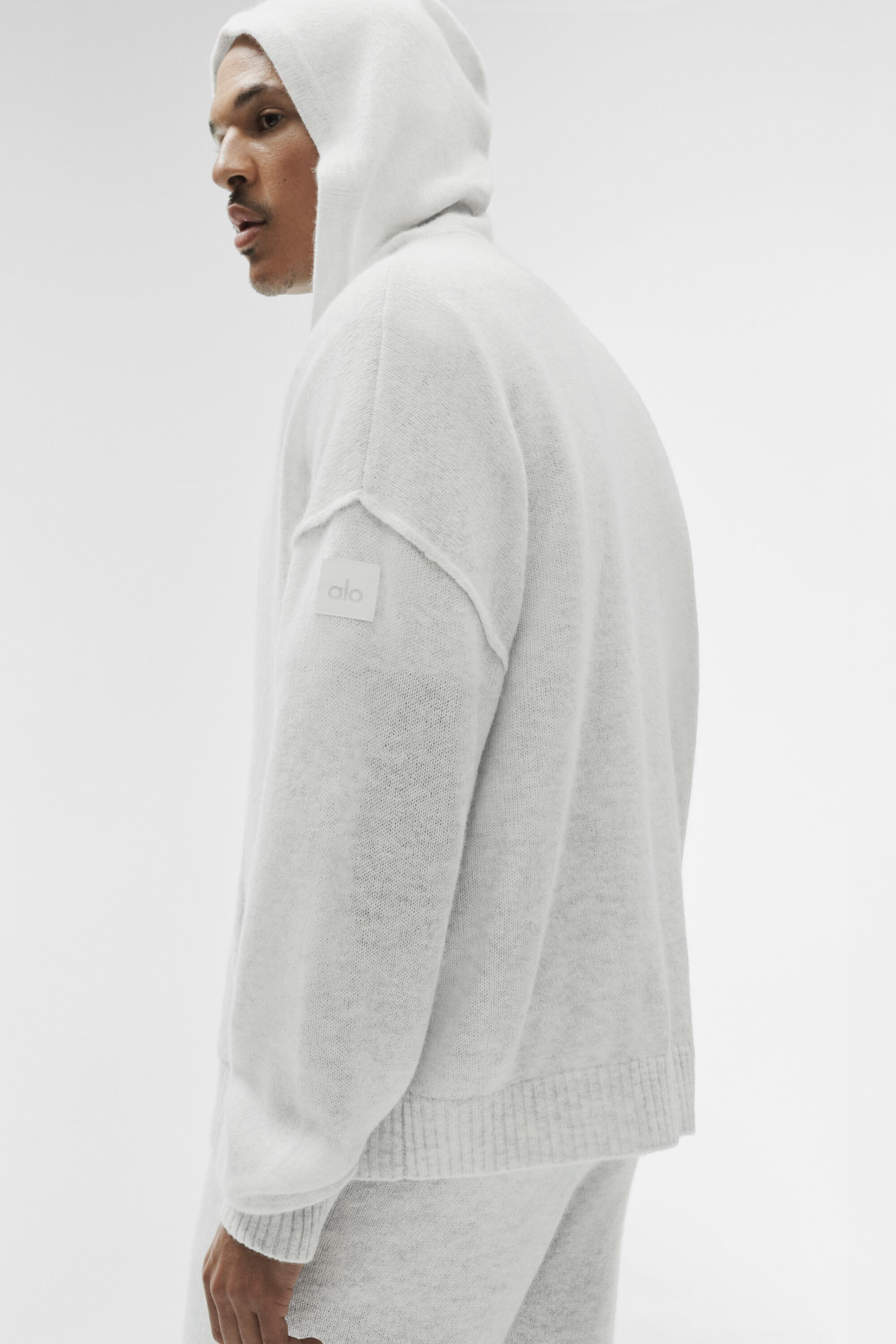 Wool Cashmere New Class Full Zip Hoodie - White Heather — photo 2