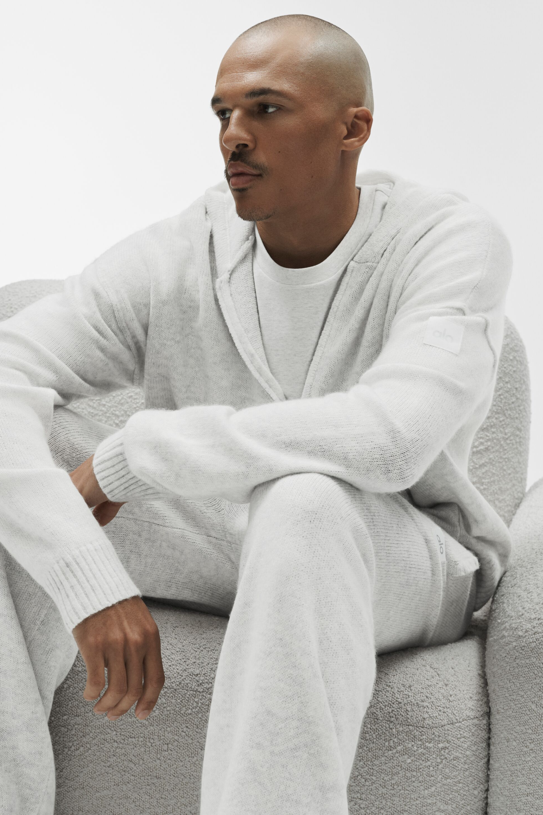 Wool Cashmere New Class Full Zip Hoodie - White Heather — photo 4