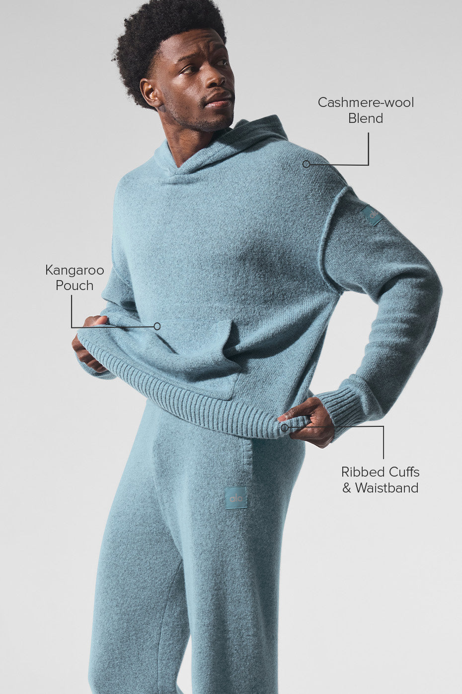 Wool Cashmere New Class Hoodie - Celestial Blue Granite Heather — photo 2