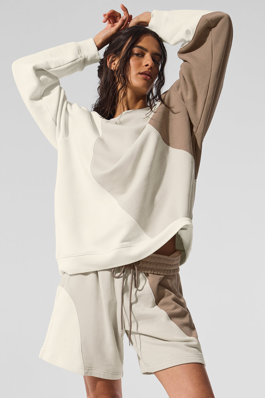 Make Waves Crew Neck Pullover - Ivory/Bone/Gravel — photo 1