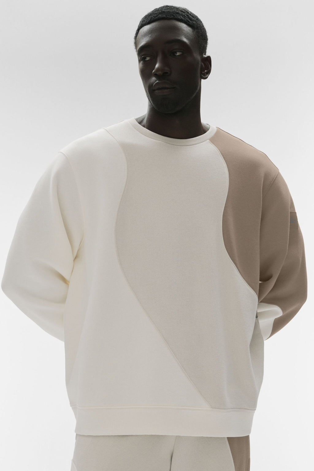 Make Waves Crew Neck Pullover - Ivory/Bone/Gravel — photo 1