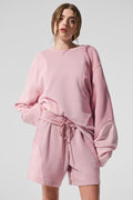 Make Waves Crew Neck Pullover - Sunset Pink Tonal — photo 1