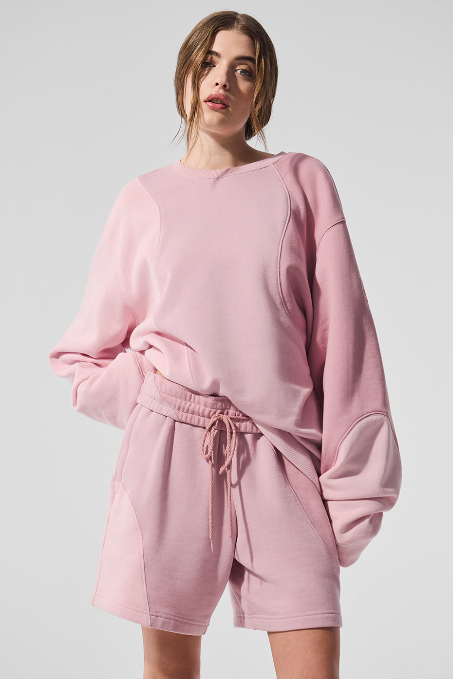 Make Waves Crew Neck Pullover - Sunset Pink Tonal — photo 1