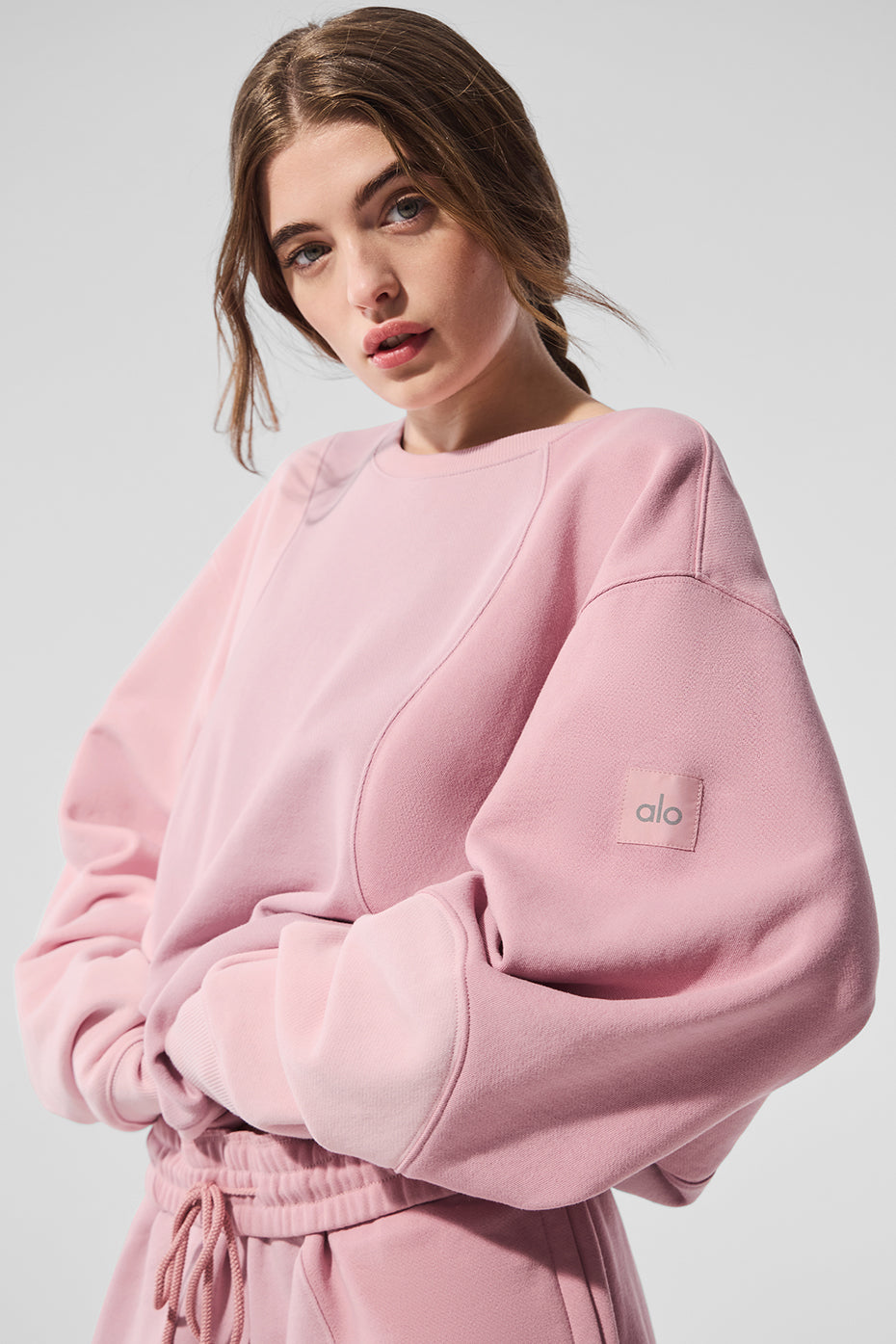 Make Waves Crew Neck Pullover - Sunset Pink Tonal — photo 3