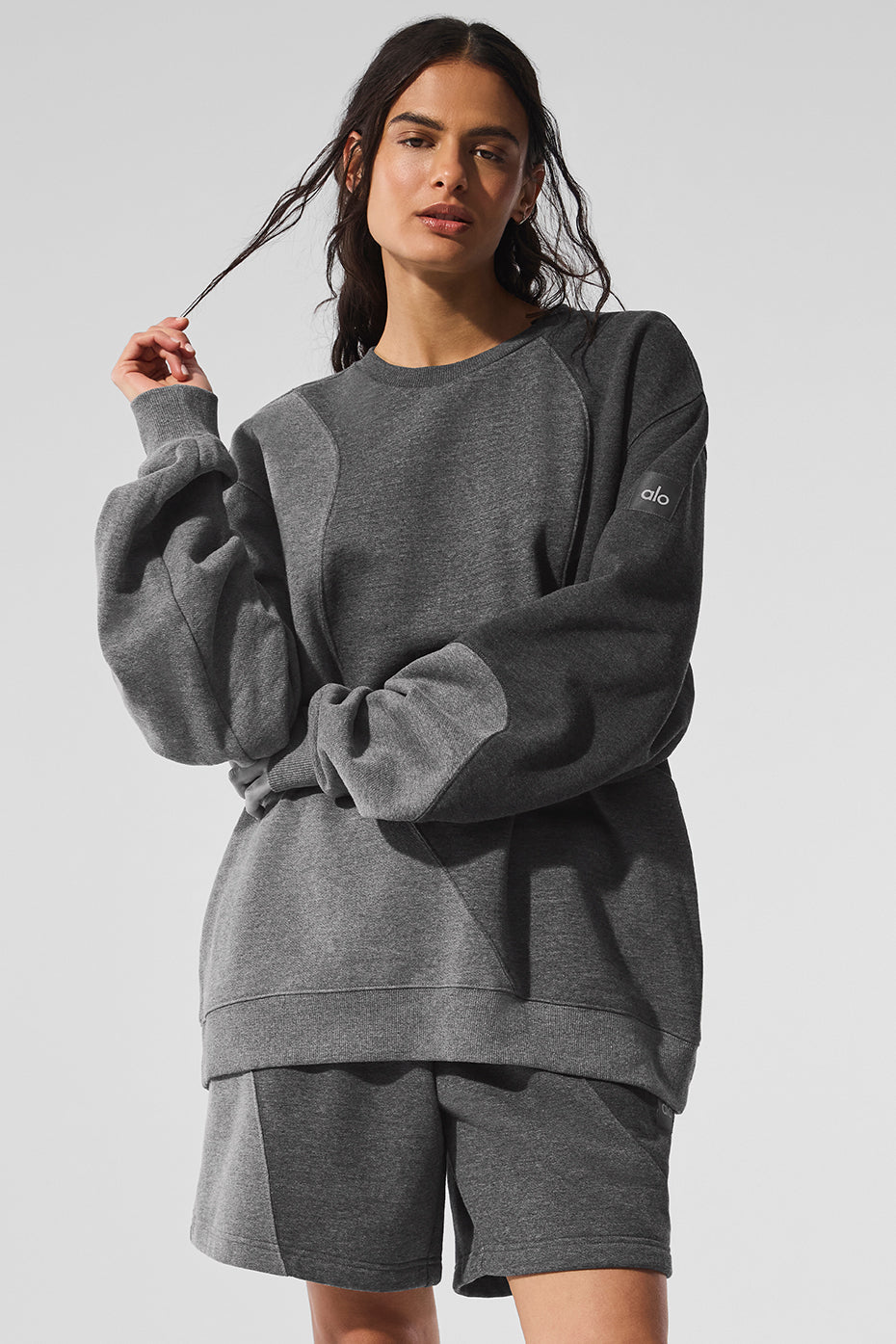 Make Waves Crew Neck Pullover - Dark Heather Grey Tonal — photo 1