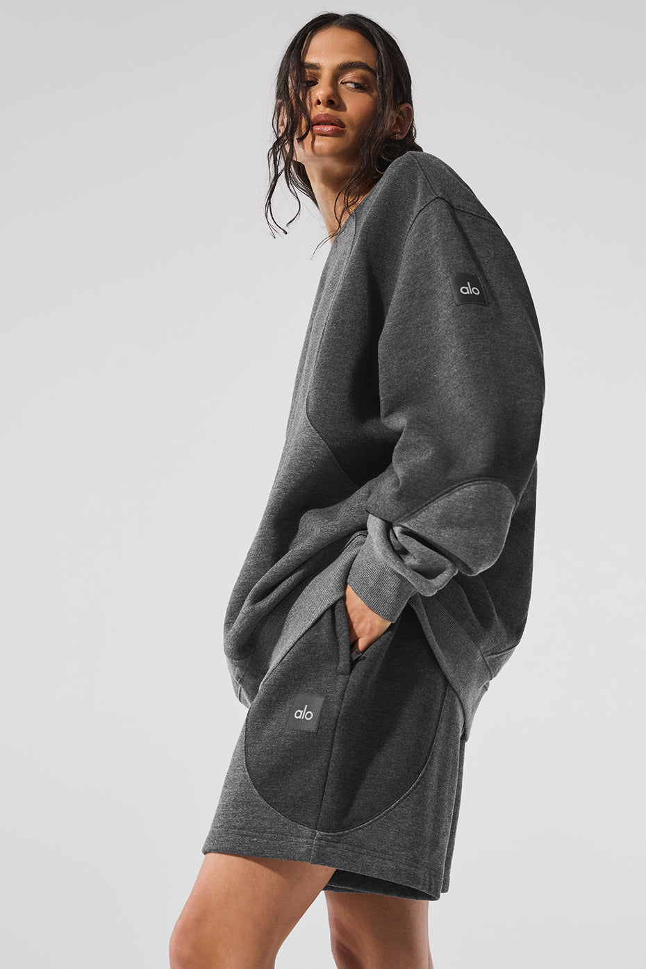 Make Waves Crew Neck Pullover - Dark Heather Grey Tonal — photo 4