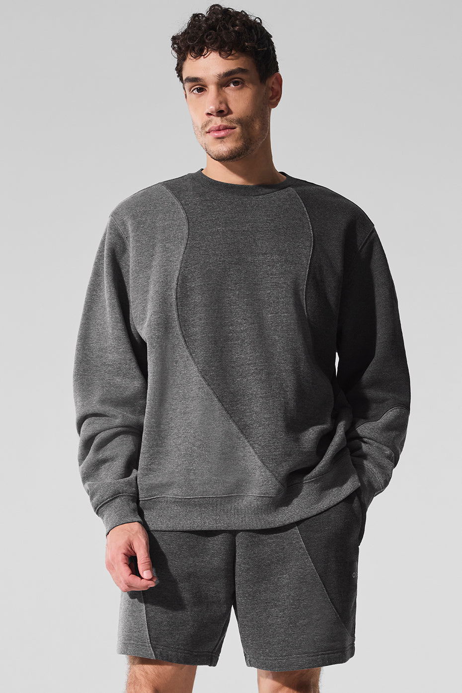 Make Waves Crew Neck Pullover - Dark Heather Grey Tonal — photo 1