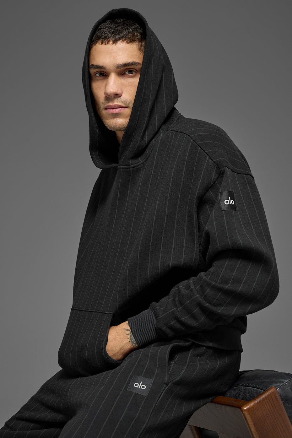 Pinstripe Hoodie - Black Pinstripe — photo 4