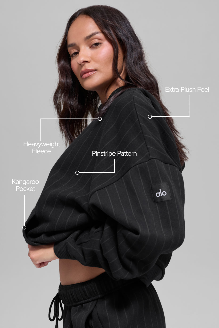 Pinstripe Hoodie - Black Pinstripe — photo 2
