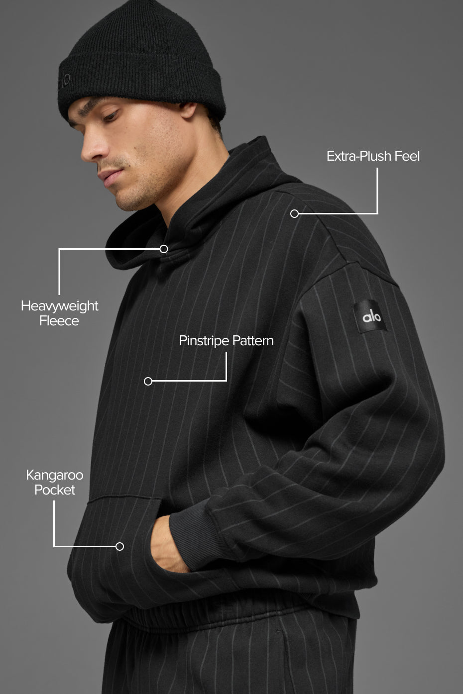 Pinstripe Hoodie - Black Pinstripe — photo 2