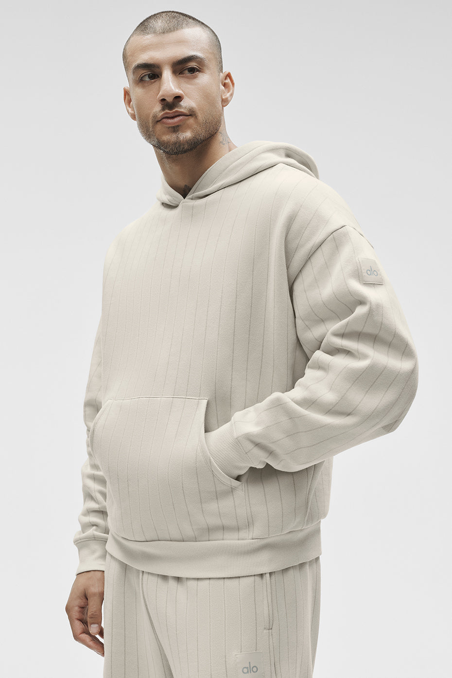 Pinstripe Hoodie - Bone Pinstripe — photo 3