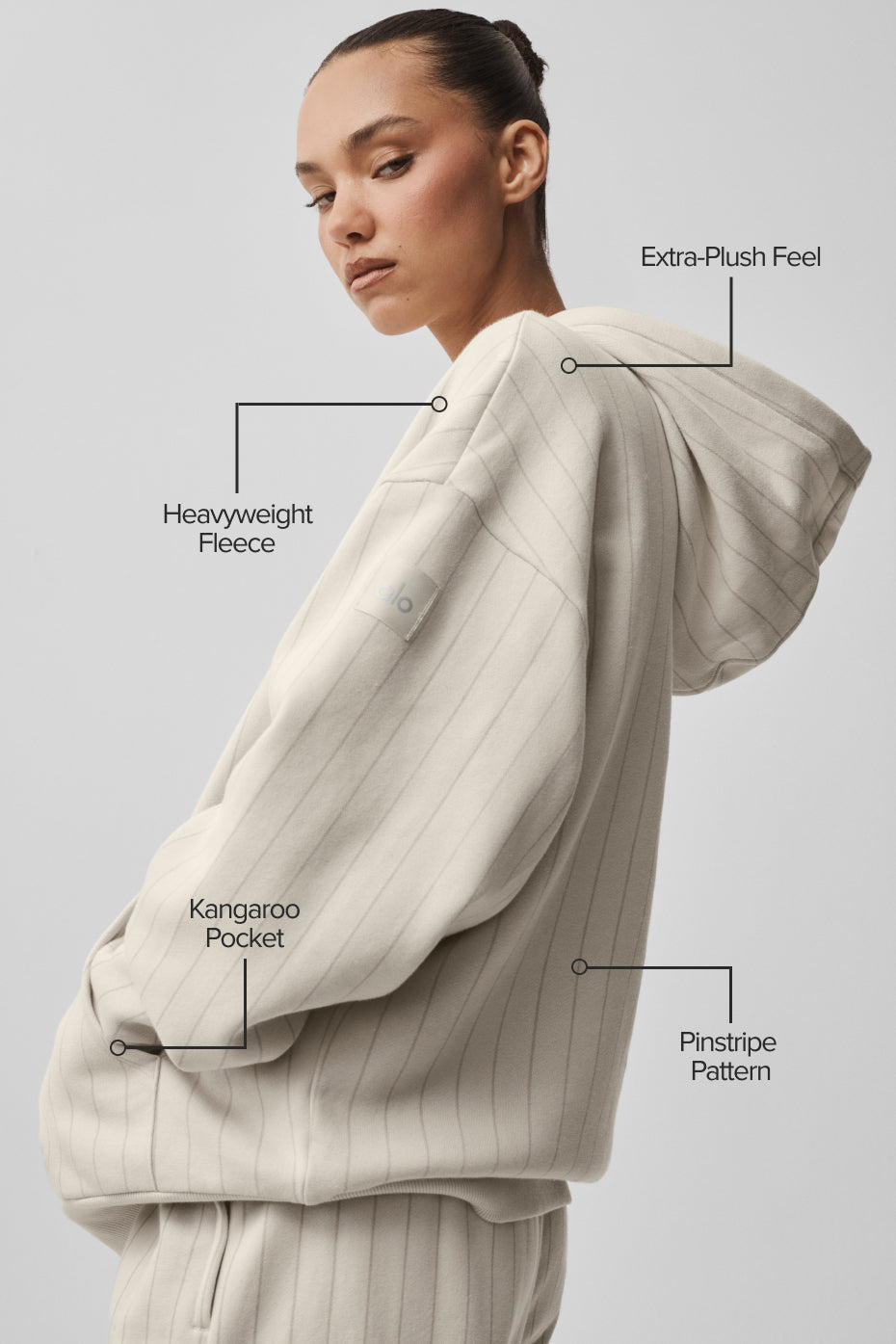 Pinstripe Hoodie - Bone Pinstripe — photo 2