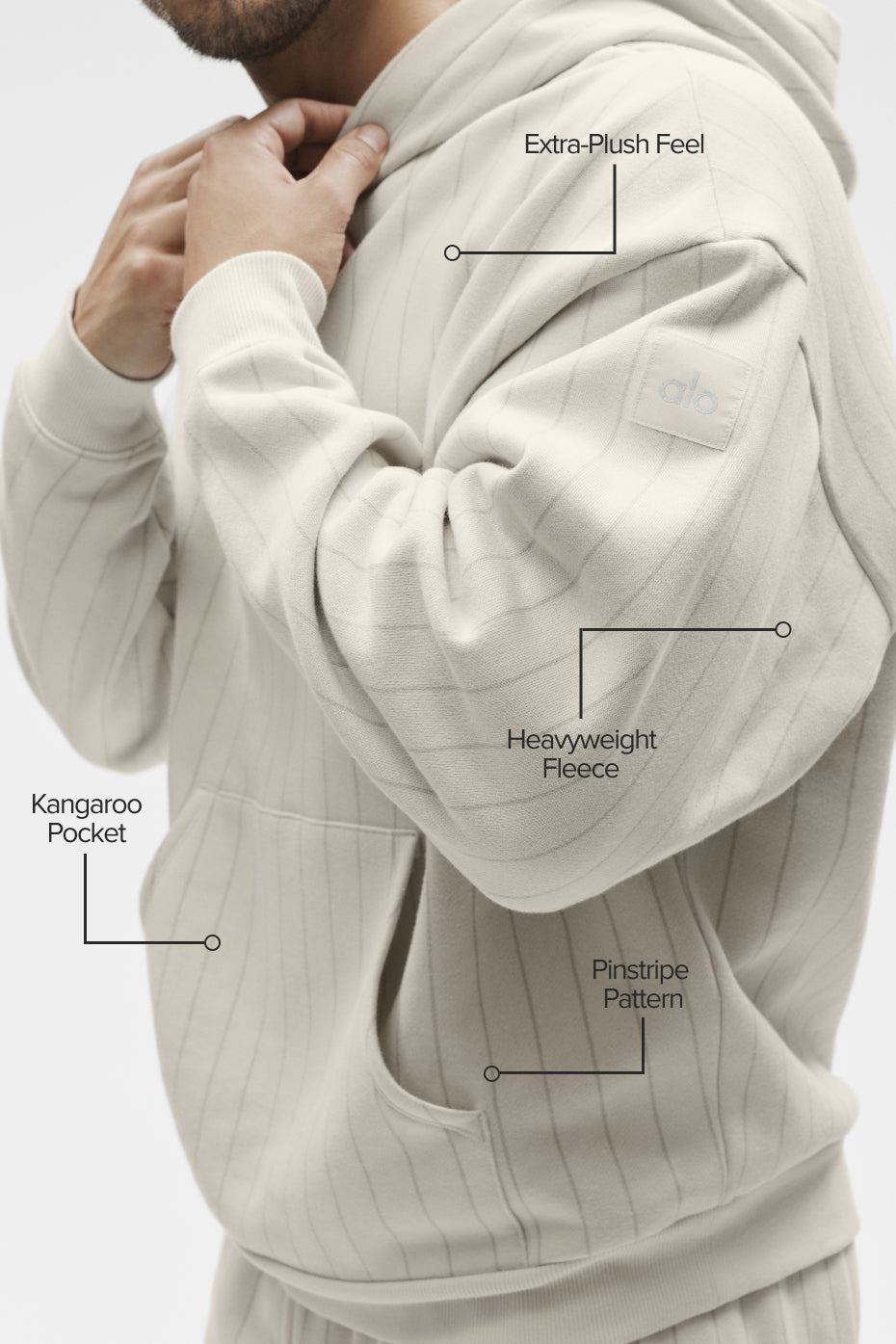 Pinstripe Hoodie - Bone Pinstripe — photo 2